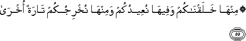 مِنْهَا خَلَقْنَاكُمْ وَفِيهَا نُعِيدُكُمْ وَمِنْهَا نُخْرِجُكُمْ تَارَةً أُخْرَىٰ