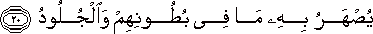 يُصْهَرُ بِهِ مَا فِي بُطُونِهِمْ وَالْجُلُودُ يُصْهَرُ بِهِ مَا فِي بُطُونِهِمْ وَالْجُلُودُ