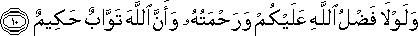 وَلَوْلَا فَضْلُ اللَّهِ عَلَيْكُمْ وَرَحْمَتُهُ وَأَنَّ اللَّهَ تَوَّابٌ حَكِيمٌ