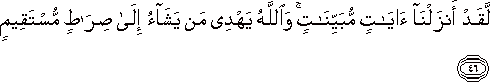 لَقَدْ أَنْزَلْنَا آيَاتٍ مُبَيِّنَاتٍ ۚ وَاللَّهُ يَهْدِي مَنْ يَشَاءُ إِلَىٰ صِرَاطٍ مُسْتَقِيمٍ