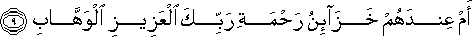 أَمْ عِنْدَهُمْ خَزَائِنُ رَحْمَةِ رَبِّكَ الْعَزِيزِ الْوَهَّابِ أَمْ عِنْدَهُمْ خَزَائِنُ رَحْمَةِ رَبِّكَ الْعَزِيزِ الْوَهَّابِ