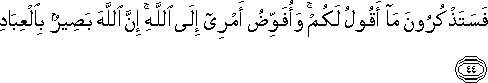 فَسَتَذْكُرُونَ مَا أَقُولُ لَكُمْ ۚ وَأُفَوِّضُ أَمْرِي إِلَى اللَّهِ ۚ إِنَّ اللَّهَ بَصِيرٌ بِالْعِبَادِ