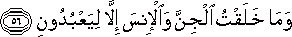 وَمَا خَلَقْتُ الْجِنَّ وَالْإِنْسَ إِلَّا لِيَعْبُدُونِ