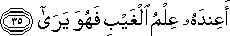 أَعِنْدَهُ عِلْمُ الْغَيْبِ فَهُوَ يَرَىٰ