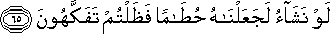 لَوْ نَشَاءُ لَجَعَلْنَاهُ حُطَامًا فَظَلْتُمْ تَفَكَّهُونَ