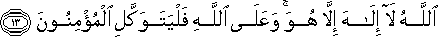 اللَّهُ لَا إِلَٰهَ إِلَّا هُوَ ۚ وَعَلَى اللَّهِ فَلْيَتَوَكَّلِ الْمُؤْمِنُونَ