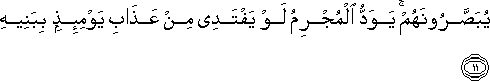 يُبَصَّرُونَهُمْ ۚ يَوَدُّ الْمُجْرِمُ لَوْ يَفْتَدِي مِنْ عَذَابِ يَوْمِئِذٍ بِبَنِيهِ