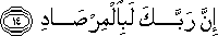 إِنَّ رَبَّكَ لَبِالْمِرْصَادِ