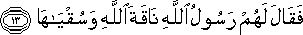 فَقَالَ لَهُمْ رَسُولُ اللَّهِ نَاقَةَ اللَّهِ وَسُقْيَاهَا